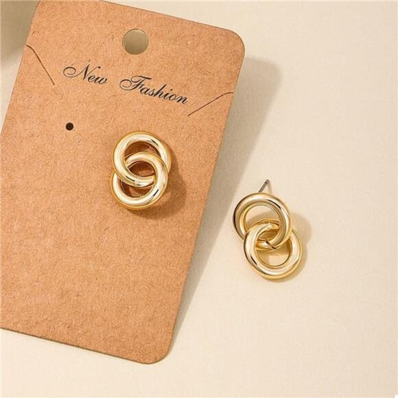 Interlocked Chain Link Stud Earrings - Picture 2 of 6